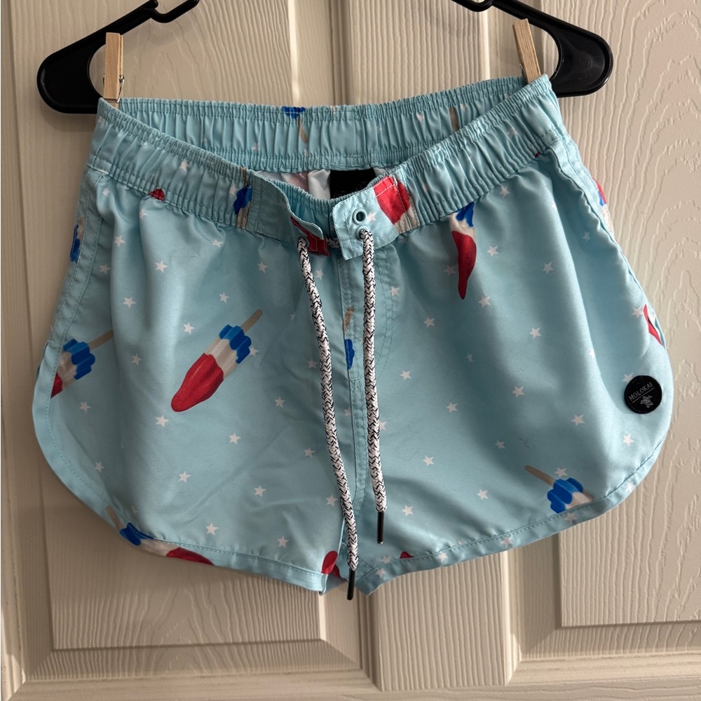 Molokai Women's Sky Blue Athletic Shorts with Star Pattern